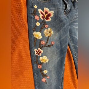 Soundgirl Blue Jeans with Floral Embroidery